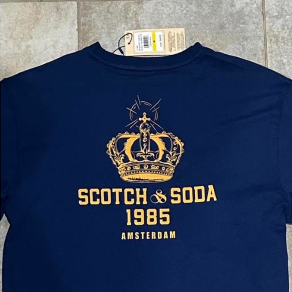 Sold! Scotch & Soda Navy T-Shirt with Gold Crown Graphic